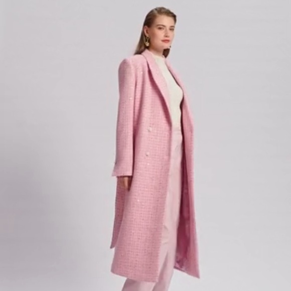 Motf Shein new 1 day sale. womens size large pink tweed with small sequins NEW! - Picture 1 of 11